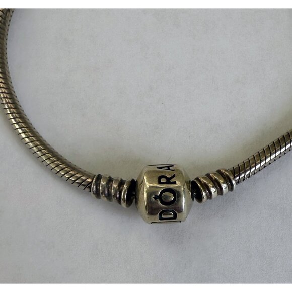 Vintage 90's Pandora 925 Sterling Silver Starter Charm Bracelet 15 grams 7.5" - Picture 2 of 8